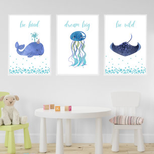 Manta Ray Be Wild Kinderzimmer Kids Poster