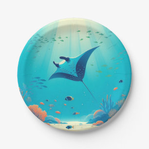 Manta-Ray-Küstenart Pappteller