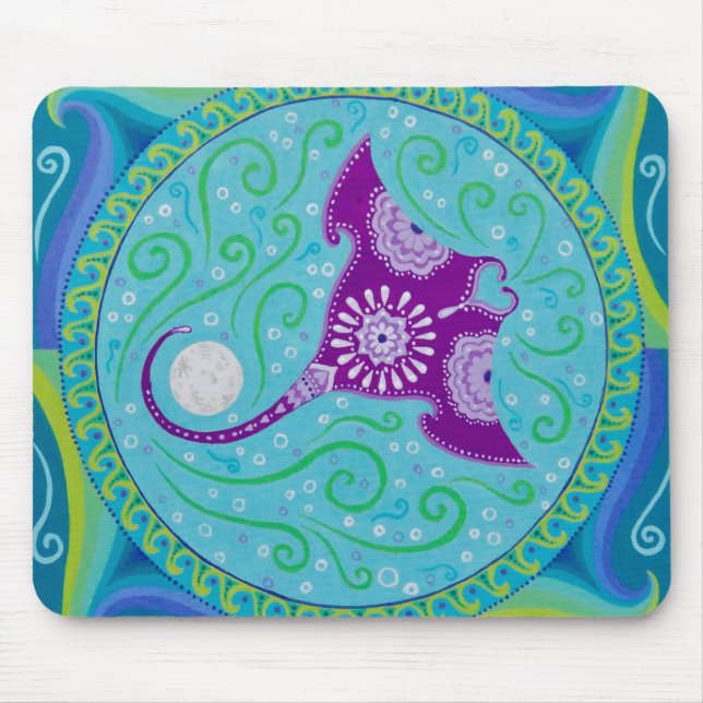 Manta Ray Mandala mousepad von Soozie Wray (Vorne)