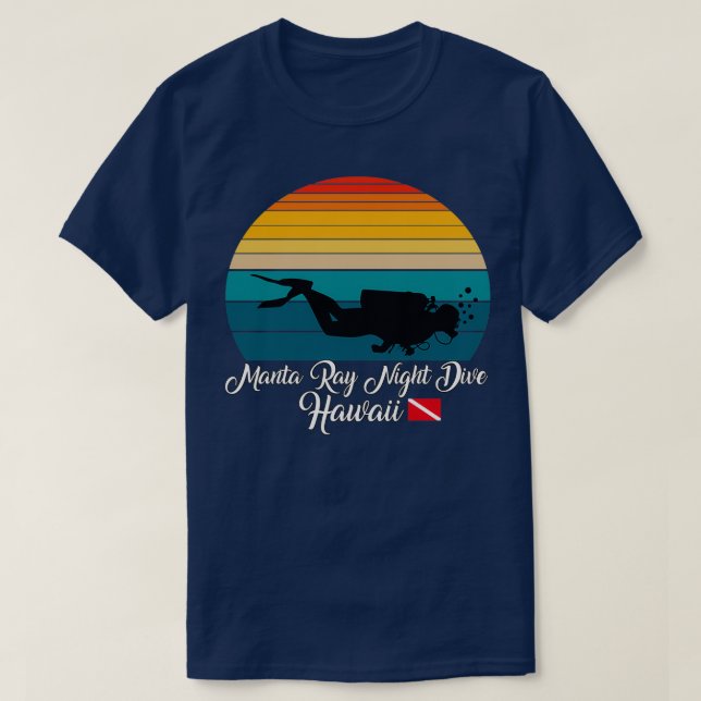 Manta Ray Night Dive Hawaii Diving T-Shirt (Design vorne)