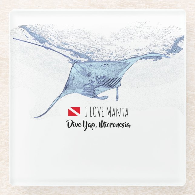 Manta-ray-Silhouette Glasuntersetzer (Vorderseite)
