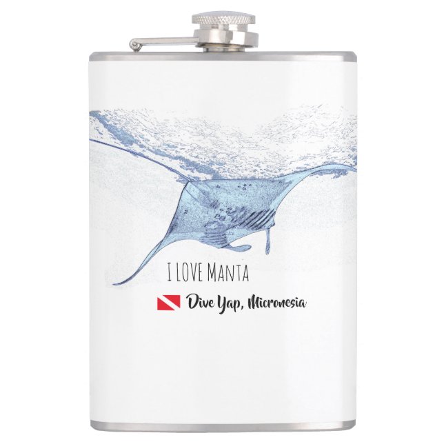 Manta Ray Silhouette mattierte Tasse Flachmann (Vorderseite)