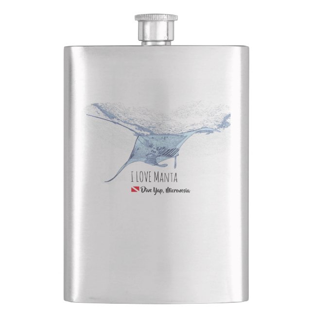 Manta Ray Silhouette mattierte Tasse Flachmann (Vorderseite)