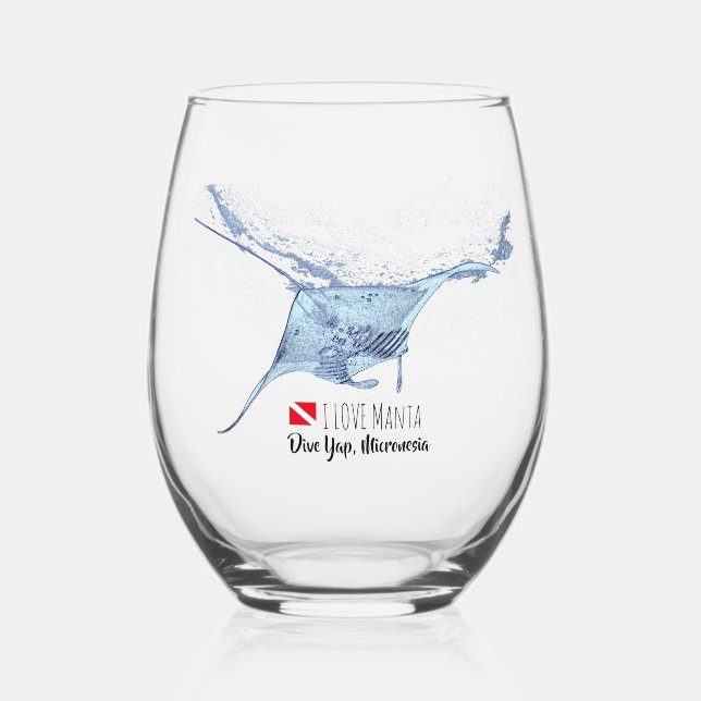 Manta Ray Silhouette mattierte Tasse Weinglas Ohne Stiel (Vorderseite)