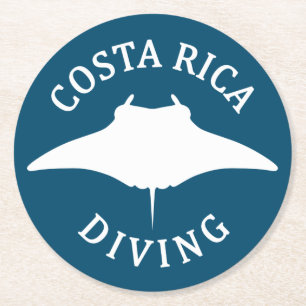 Manta Ray Silhouette - Tauchen in Costa Rica Runder Pappuntersetzer