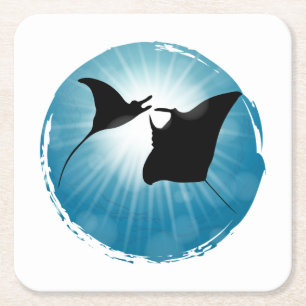 Manta Ray Underwater Aquatic Life Rechteckiger Pappuntersetzer