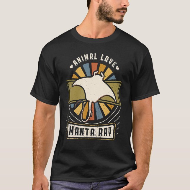 Manta Ray Vintages Retro-Tier T-Shirt (Vorderseite)