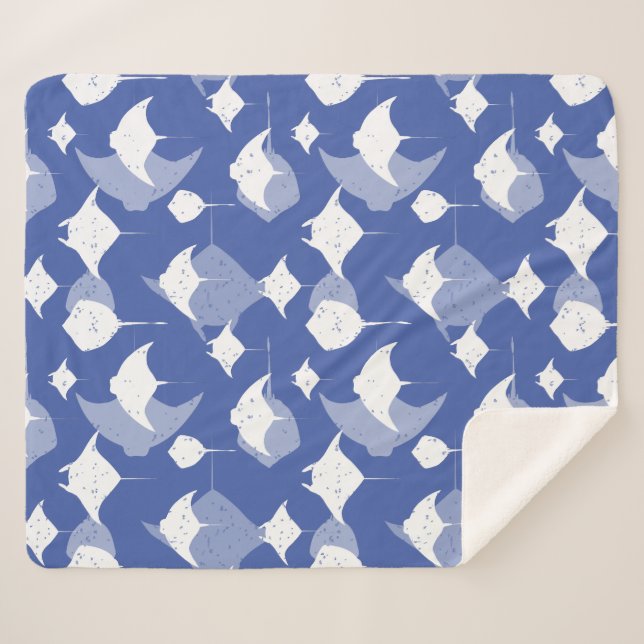 Manta-Rays, Stingrochen, Cooles blaues Weißmeer-Le Sherpadecke (Vorderseite (Horizontal))