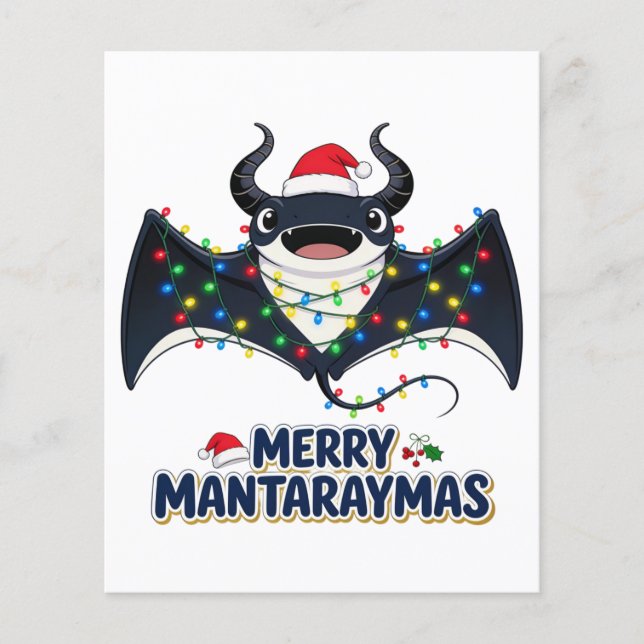 Manta Rochen Santa Hut Weihnachtslichter Frohe Man Flyer (Vorne)