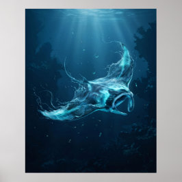 Manta Rochen Tief Blaue Tiefsee Poster