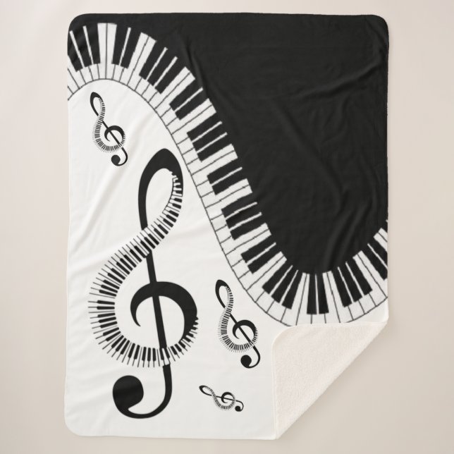 Manta sherpa con piano y notas musicales sherpadecke (Vorderseite)