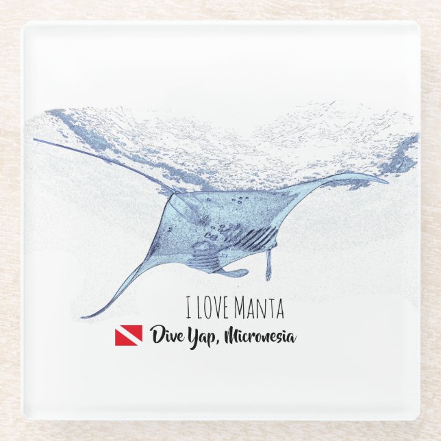 Manta-Silhouette-Untersetzer Glasuntersetzer (Vorderseite)