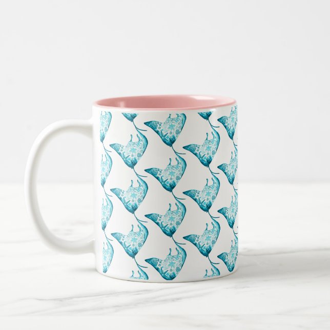 Manta-Strahln-Tasse, Ozean-Themed Geschenk Zweifarbige Tasse (Links)