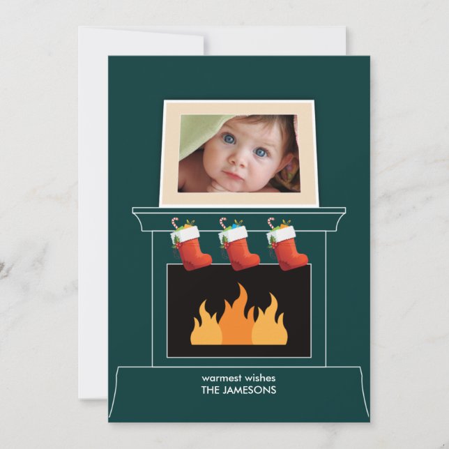 Mantelstück-Foto-Urlaubskarte Feiertagskarte (Vorderseite)