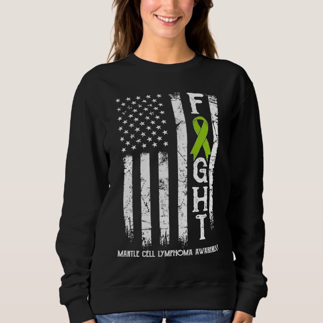 Mantelzell-Lymphom-Krieger US-Flagge Sweatshirt (Vorderseite)