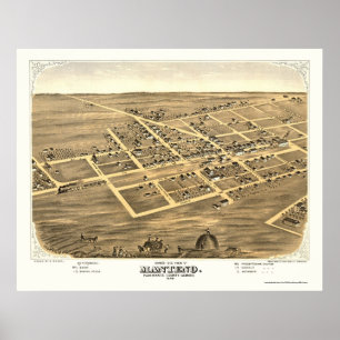 Manteno, IL Panorama Karte - 1869 Poster