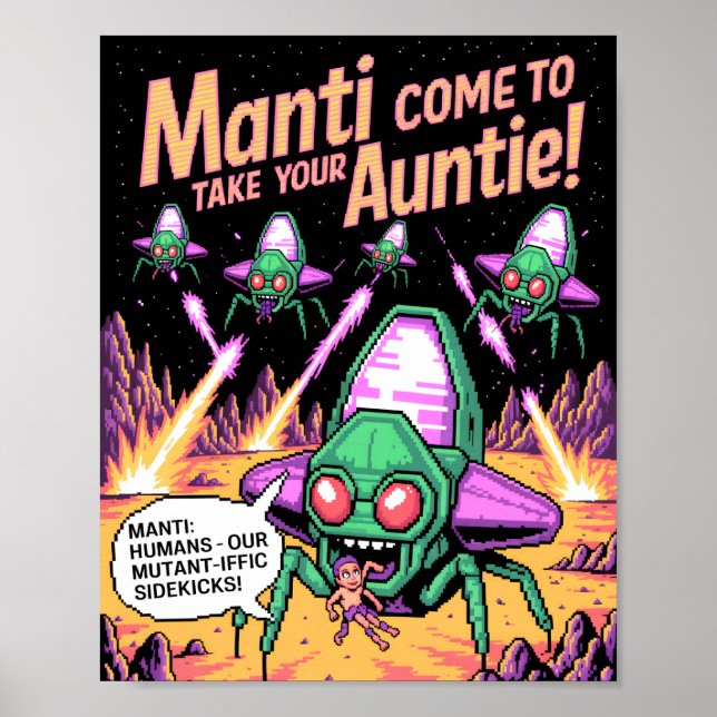  Manti Aliens Abduction Party! Defender Arcade '81 Poster (Vorne)