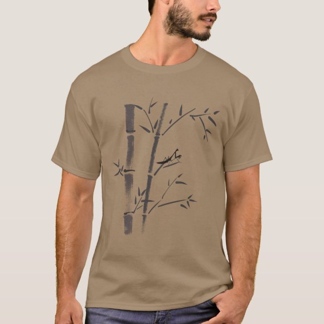 Mantis auf einem Bambus Verlassen T-Shirt (Vorderseite)