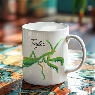 Mantis in Hellgrün Personalisiert beten Kaffeetasse