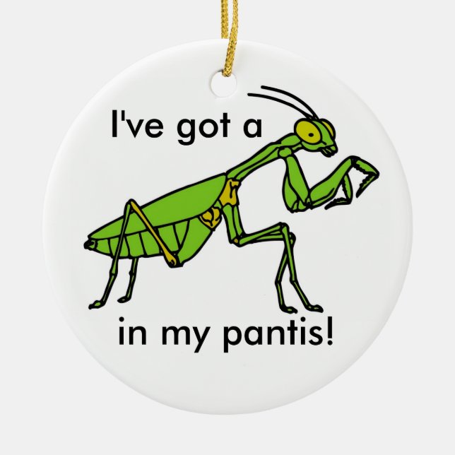 Mantis in meinem Pantis! Keramikornament (Vorne)