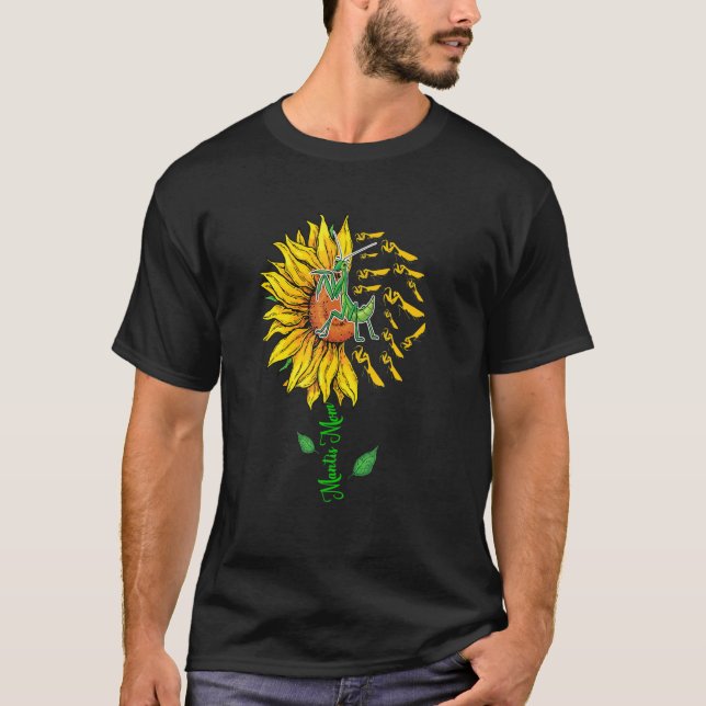 Mantis Mama Niedlich Sonnenblumen Mantiss Insekt L T-Shirt (Vorderseite)