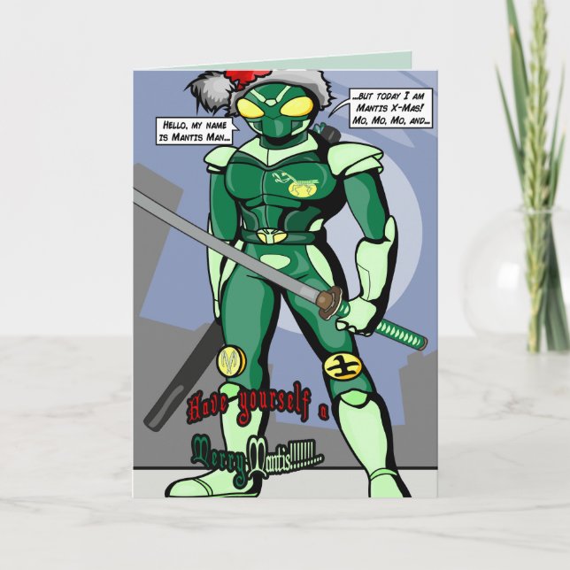 Mantis Man - Merry Mantis Card Feiertagskarte (Vorderseite)