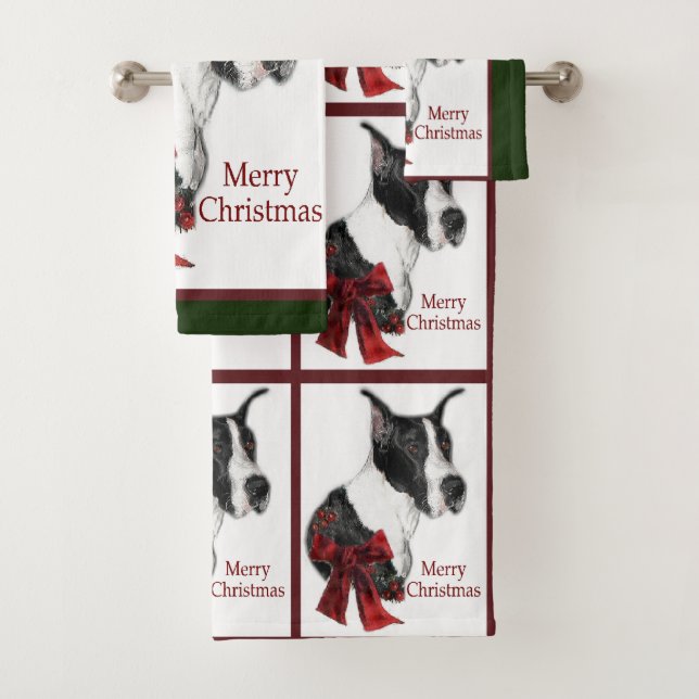 Mantle Great Dane Weihnachten Badhandtuch Set (Insitu)