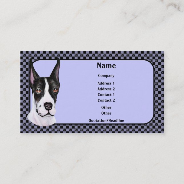 Mantle Pup Great Dane Business Card Visitenkarte (Vorderseite)