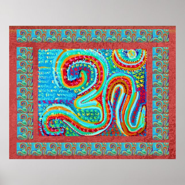 MANTRA: 108 Mal Heiliger Roter Hintergrund Poster (Vorne)