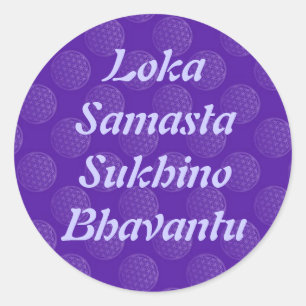 Mantra für den Weltfrieden flower of life Runder Aufkleber