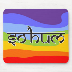 Mantra SO HUM - flache schwarz-weiße Kontur Mousepad