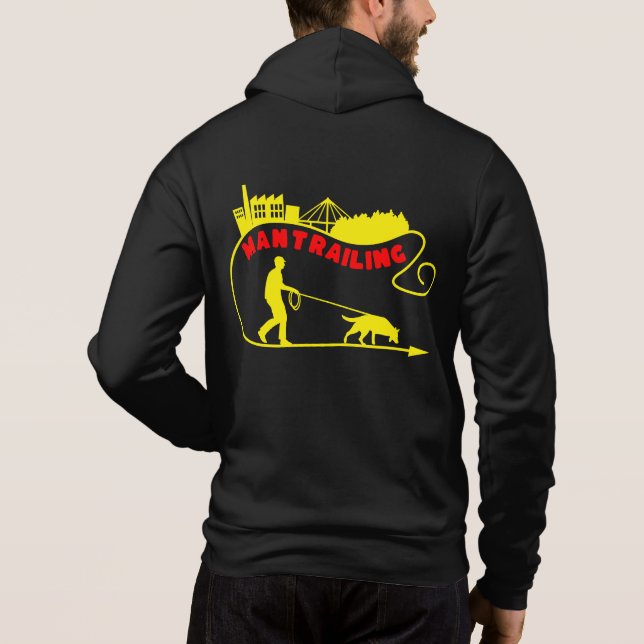 Mantrailing Suchteam Schäferhund und Mann Hoodie (Rückseite)