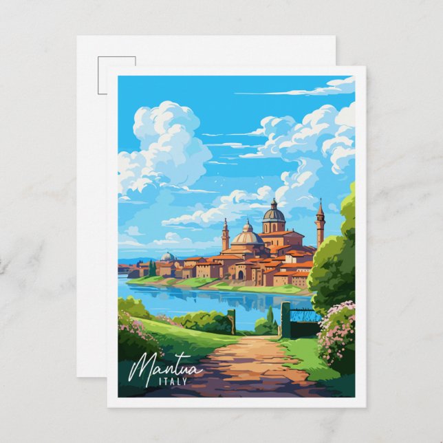 Mantua Italy Vintage Illustration Postkarte (Vorne/Hinten)