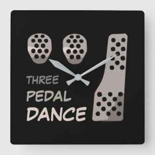 MANUAL Transmission - Three Pedal Dance Quadratische Wanduhr