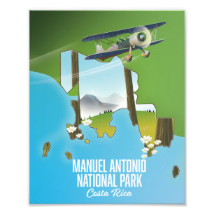 Manuel Antonio Nationalpark, Costa Rica Karte. Fotodruck