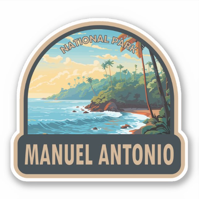 Manuel Antonio Nationalpark Reisen Vintag Aufkleber (Vorderseite)