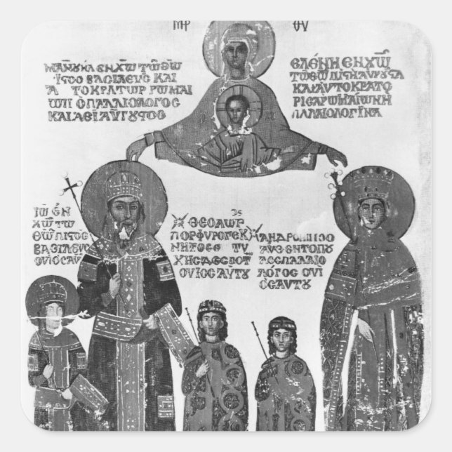 Manuel Palaeologus geschützt durch Jungfrau Mary Quadratischer Aufkleber (Vorderseite)