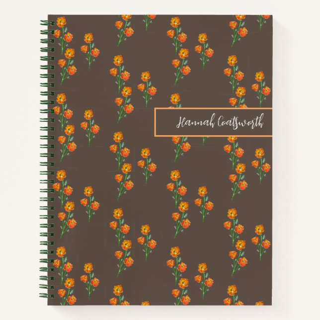 Manuell Gezeichnet Cotattecore Marigolds Monogram  Notizbuch (Vorderseite)