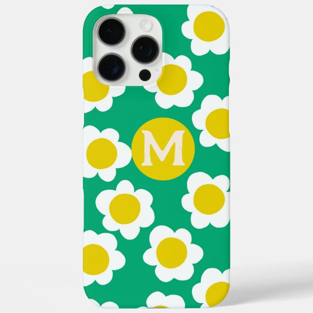 Manuell gezeichnet Daisy-Blume für Monogramm Case-Mate iPhone Hülle (Rückseite)