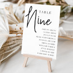 Manuell Scripted Table NINE   Guest Names Tischnummer<br><div class="desc">Einfache und schicke Tischnummer-Karten in Schwarz und Weiß machen bei Ihrer Hochzeit oder Veranstaltung ein elegantes Statement. Das Design enthält "Table [number]" in einem spannenden Mix aus klassischer Serif und handgeschriebenem Skriptsatz, darunter einzelne Gastnamen. Design wiederholt sich auf beiden Seiten. Einzelne nummerierte Karten werden separat verkauft; bestellen Sie jede Tischnummer...</div>