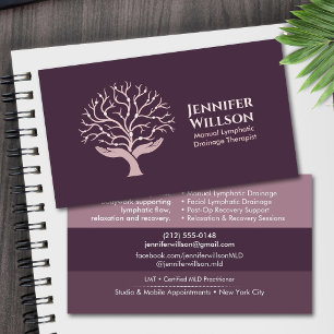 Manuelle Lymphdrainage-Therapeut Hände Baum Visitenkarte