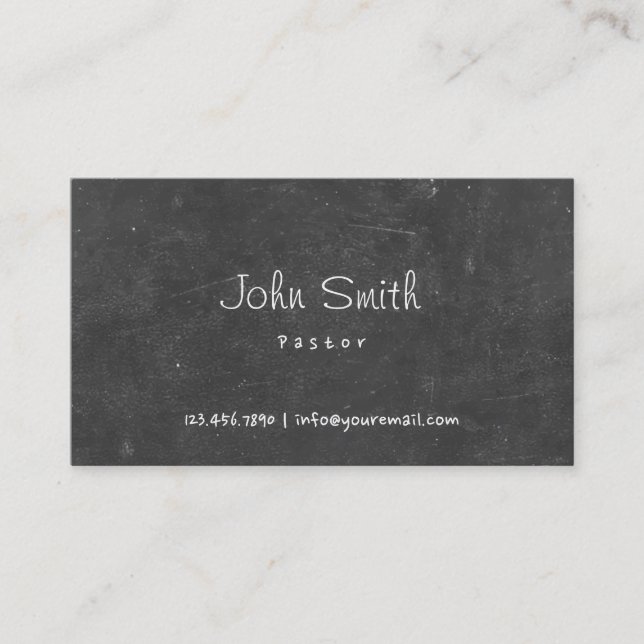 Manuelle Script Chalkboard Pastor Business Card Visitenkarte (Vorderseite)