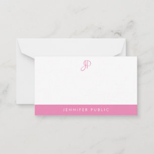 Manuelle Skriptmonogramm Hot Pink White Template Mitteilungskarte
