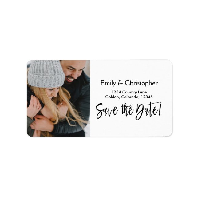 Manuelle SkriptWedding Save the Date Foto Adressaufkleber (Vorne)