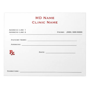 Manuelle Verschreibung Pad (groß - weiß) Notizblock