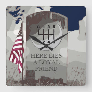 MANUELLER Grabstein Quadratische Wanduhr