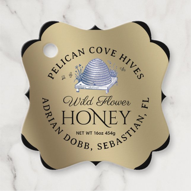 Manuka Honey Black Gold Vintag Skep Extravaganter  Geschenkanhänger (Vorderseite)