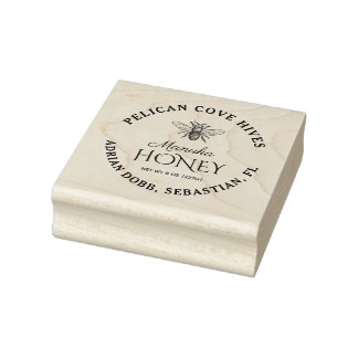 Manuka Honey Label mit Vintager Honigbiene Gummistempel