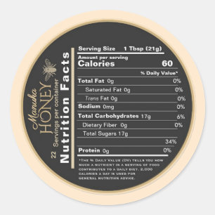 Manuka Honey Mini Nutrition Fakten mit Vintager Bi Runder Aufkleber
