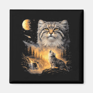 Manul-Katze heult zum Mond vintage 90er lustig Magnet